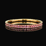 Bracelets XS:  45mm / Yellow Gold 18K Gold Stretch Emerald Cut Pink Sapphire Tennis Bracelet