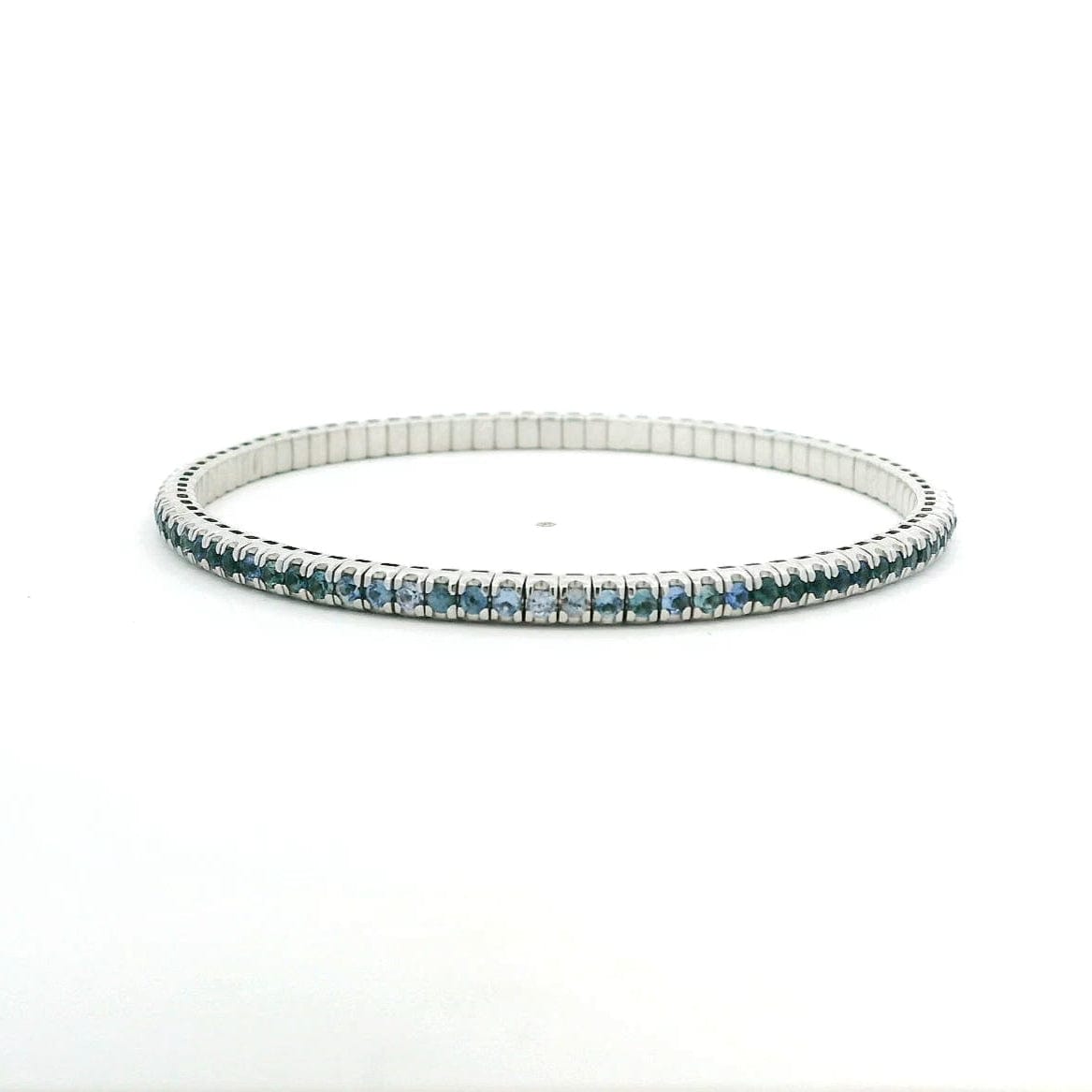 Bracelets XS:  45mm / Yellow Gold / 2.07-2.79 Carats Diamonds TW 18K Stretch Blue Sapphire Ombre Tennis Bracelet, 2.5 Carats
