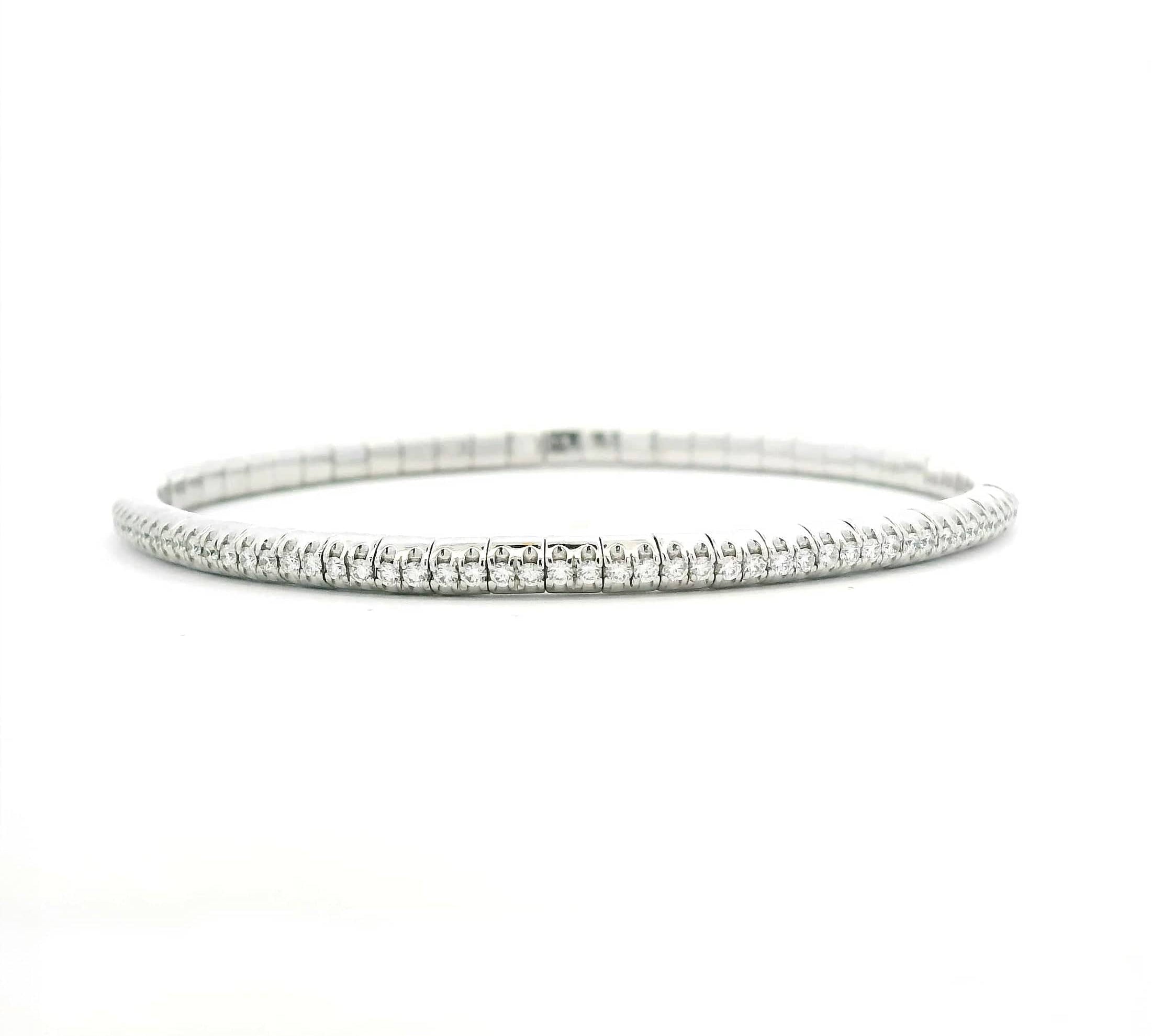 Bracelets XS:  45mm / Yellow Gold / 2.07-2.79 Carats Diamonds TW 18K Stretch Round Diamond Mini Tennis Bracelet, 1.3  Carats, Natural Mined Diamonds