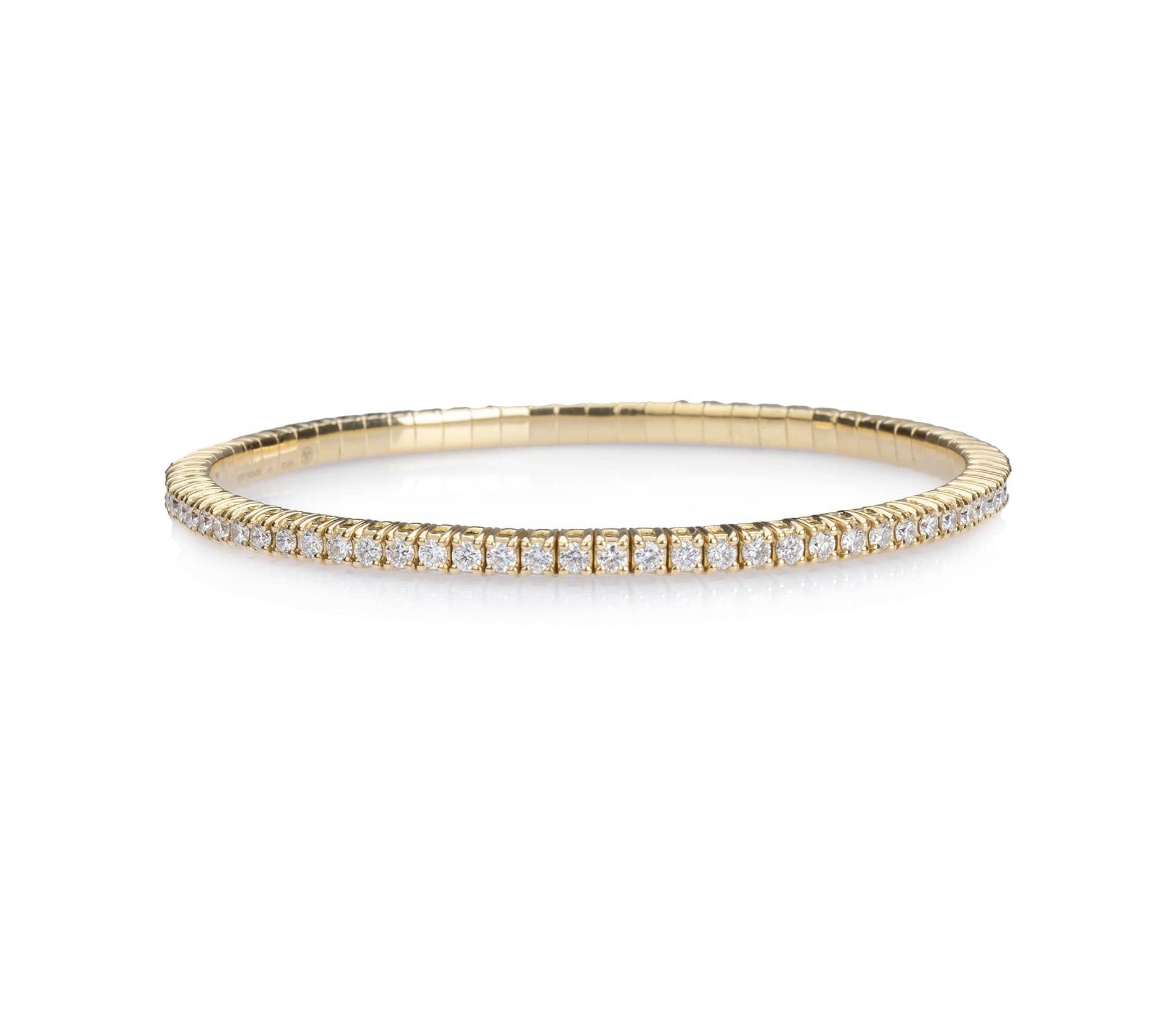 Bracelets XS:  45mm / Yellow Gold / 2.07-2.79 Carats Diamonds TW Stretch & Stack Round Diamond Mini Tennis Bracelet, 2.5 Carats, Lab Grown