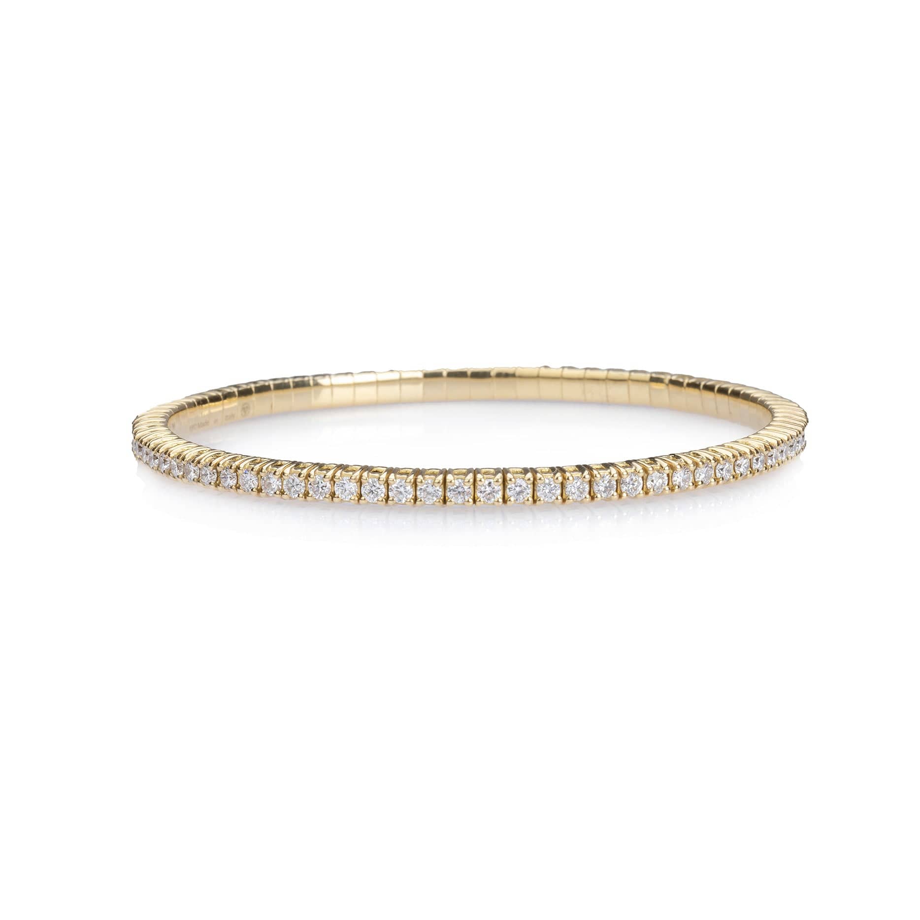Bracelets XS:  45mm / Yellow Gold / 2.07-2.79 Carats Diamonds TW Stretch & Stack Round Diamond Mini Tennis Bracelet, 2.5 Carats, Lab Grown