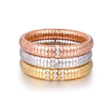Bracelets XS:  45mm / Yellow Gold / 2 18K Gold Over Ceramic and Diamond Wave Stretch Bracelet