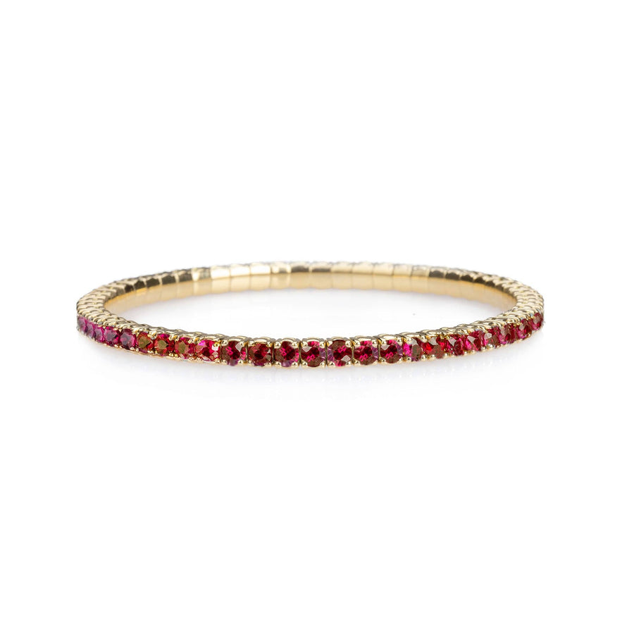 Bracelets XS:  45mm / Yellow Gold / 2.25-2.94 Carats Mozambique Rubies TW 18K Gold Stretch & Stack Ruby Tennis Bracelet, 2.25-8.58 Carats