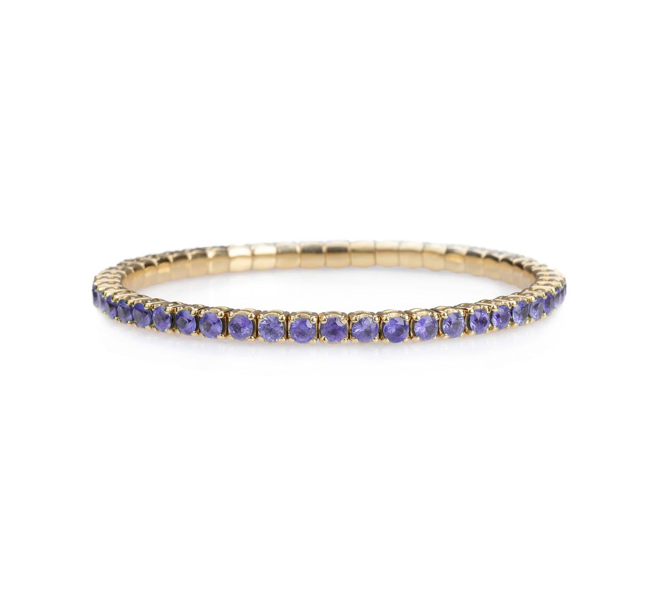 Bracelets XS:  45mm / Yellow Gold / 2.25-2.94 Carats Purple Sapphires TW 18K Gold Stretch & Stack Purple Sapphire Bracelet, 2.25-8.58 Carats