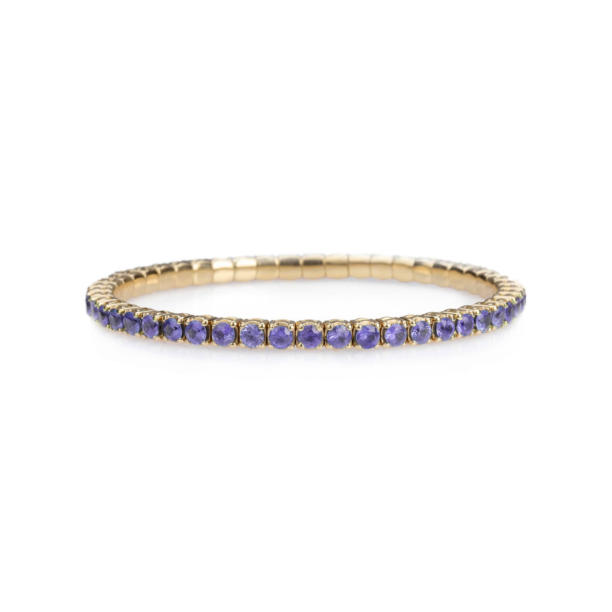 Bracelets XS:  45mm / Yellow Gold / 2.25-2.94 Carats Purple Sapphires TW 18K Gold Stretch & Stack Purple Sapphire Bracelet, 2.25-8.58 Carats
