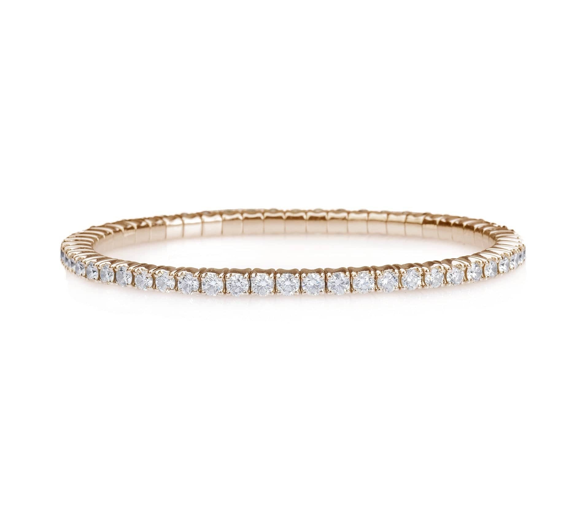 Bracelets XS:  45mm / Yellow Gold / 3.05-3.95 Carats Diamonds TW Stretch & Stack Round Diamond Tennis Bracelet, 4.5 Carats, Lab Grown