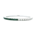 Bracelets XS:  45mm / Yellow Gold / 4.5-6.2 Carats Diamonds TW 18K Gold Stretch Half Teal Sapphire And Half Round Diamond Tennis Bracelet, Oval Shape, Natural Mined Diamonds
