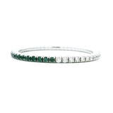 Bracelets XS:  45mm / Yellow Gold / 4.5-6.2 Carats Diamonds TW 18K Gold Stretch Half Teal Sapphire And Half Round Diamond Tennis Bracelet, Oval Shape, Natural Mined Diamonds