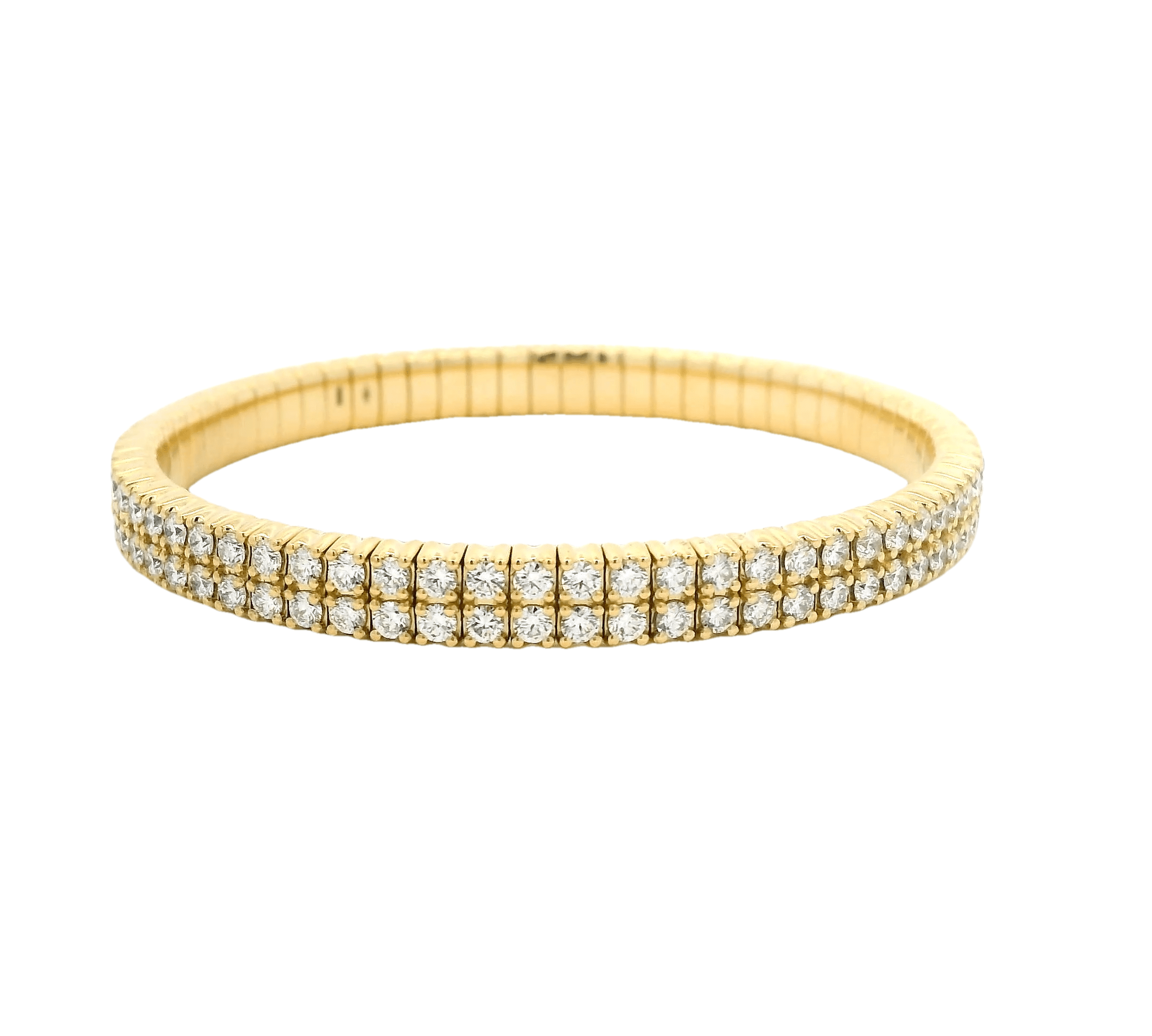 Bracelets XS:  45mm / Yellow Gold / 5.54 Carats Diamonds TW 18K Stretch Round Double Diamond Tennis Bracelet, 5.54-7.5 Carats, Lab Grown