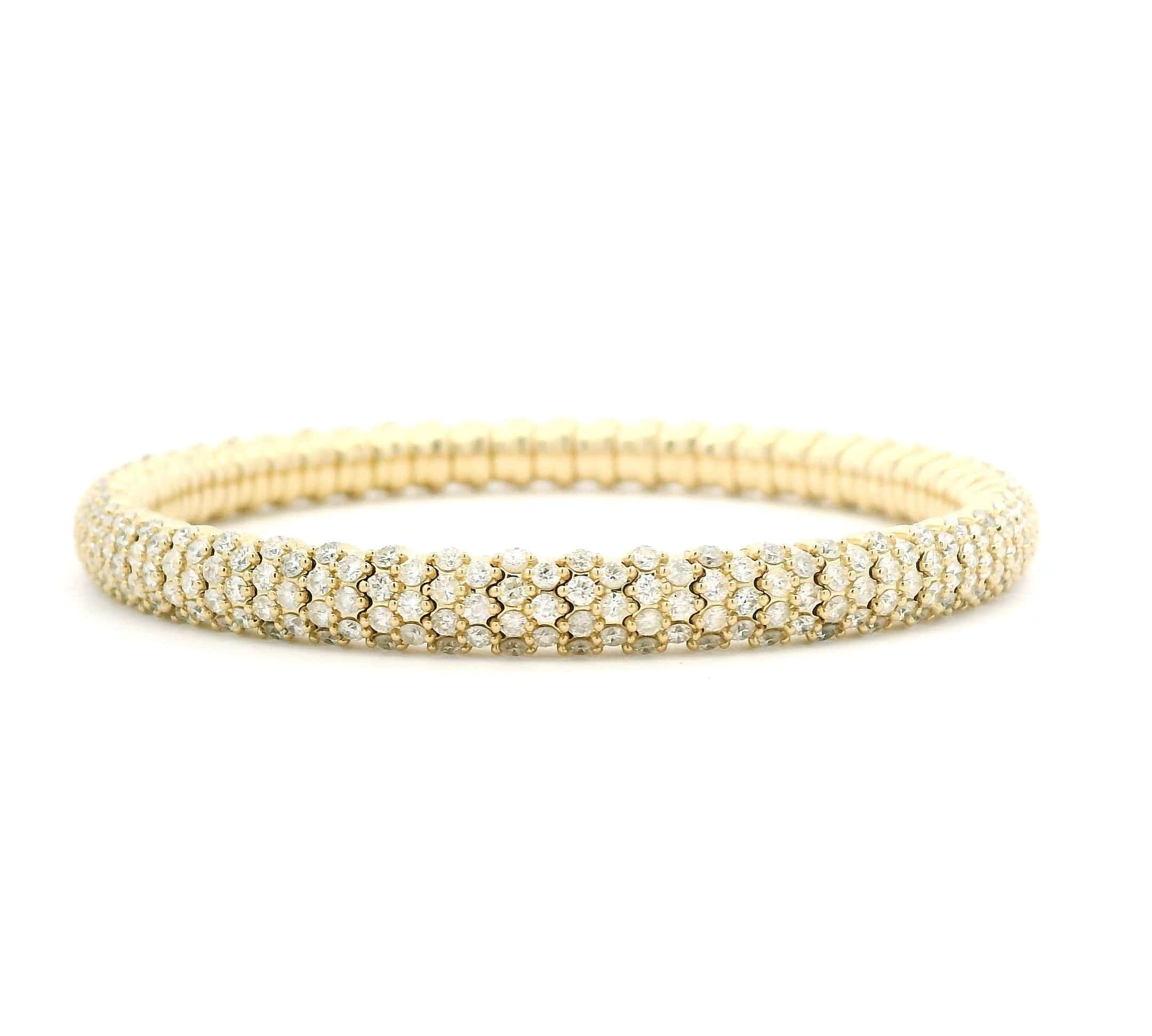 Bracelets XS:  45mm / Yellow Gold / 7 Carats Natural MIned Diamonds TW 14K & 18K Stretch Mesh DiamondTennis Bracelet