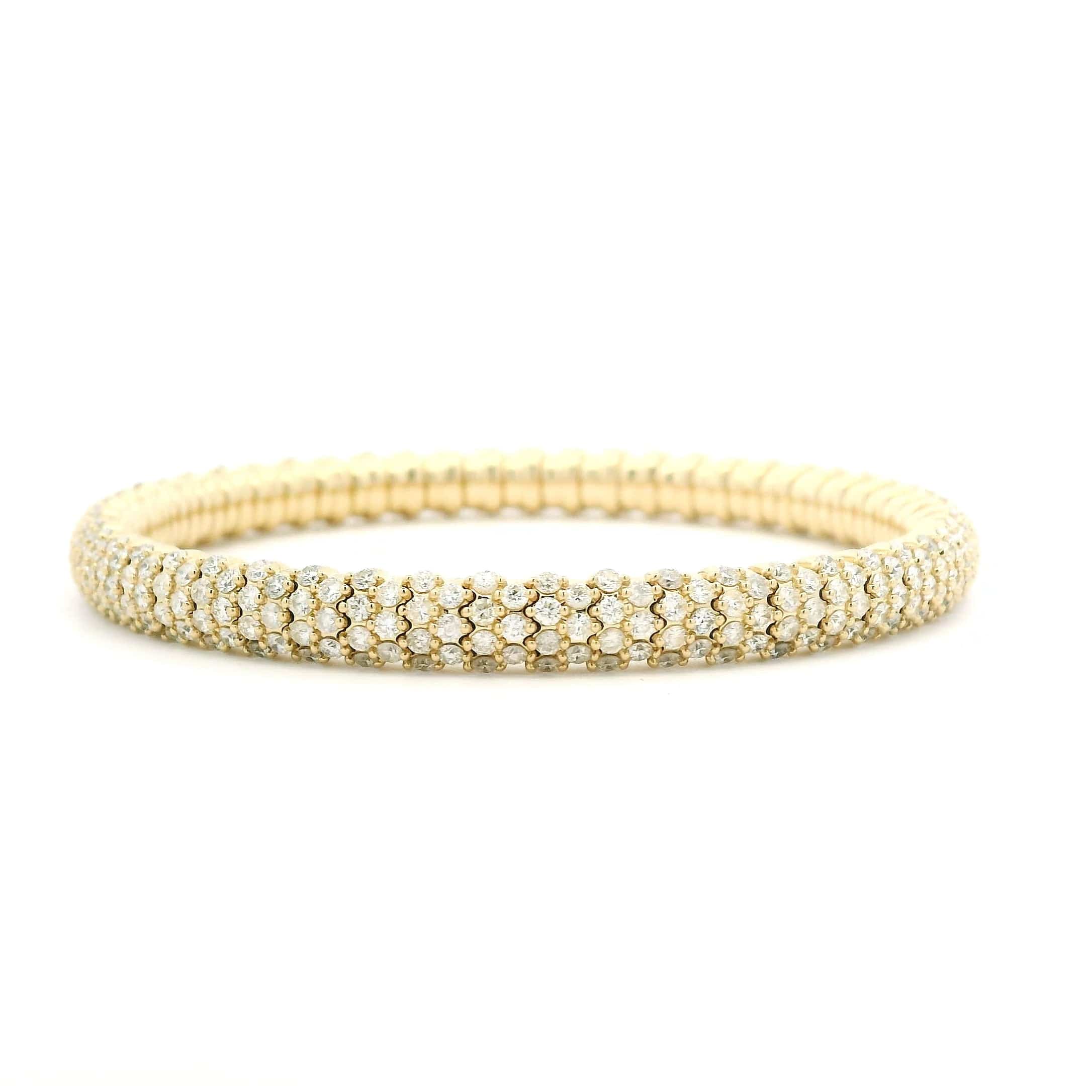 Bracelets XS:  45mm / Yellow Gold / 7 Carats Natural MIned Diamonds TW 14K & 18K Stretch Mesh DiamondTennis Bracelet