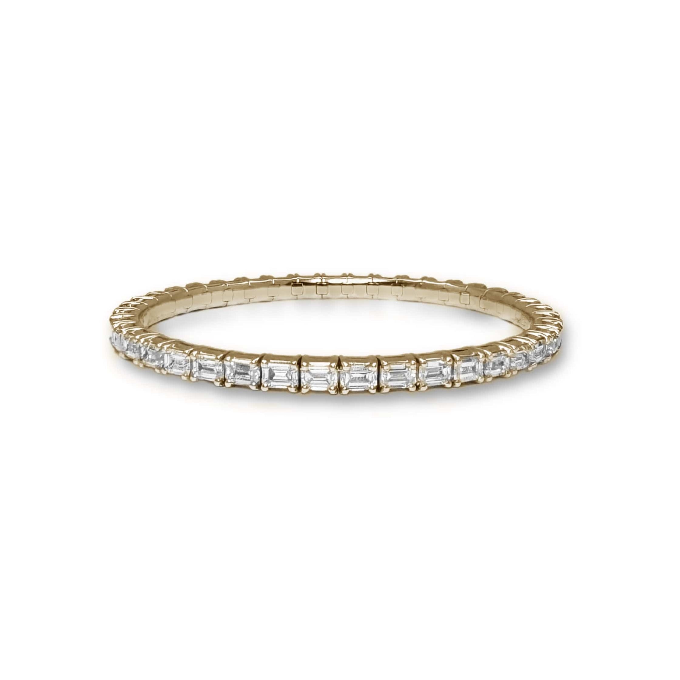 Bracelets XS:  45mm / Yellow Gold / 8.2-10.6 Carats Emerald Cut Diamonds TW 18K Gold Stretch & Stack Emerald Cut  Diamond Tennis Bracelet, 8.0 Carats