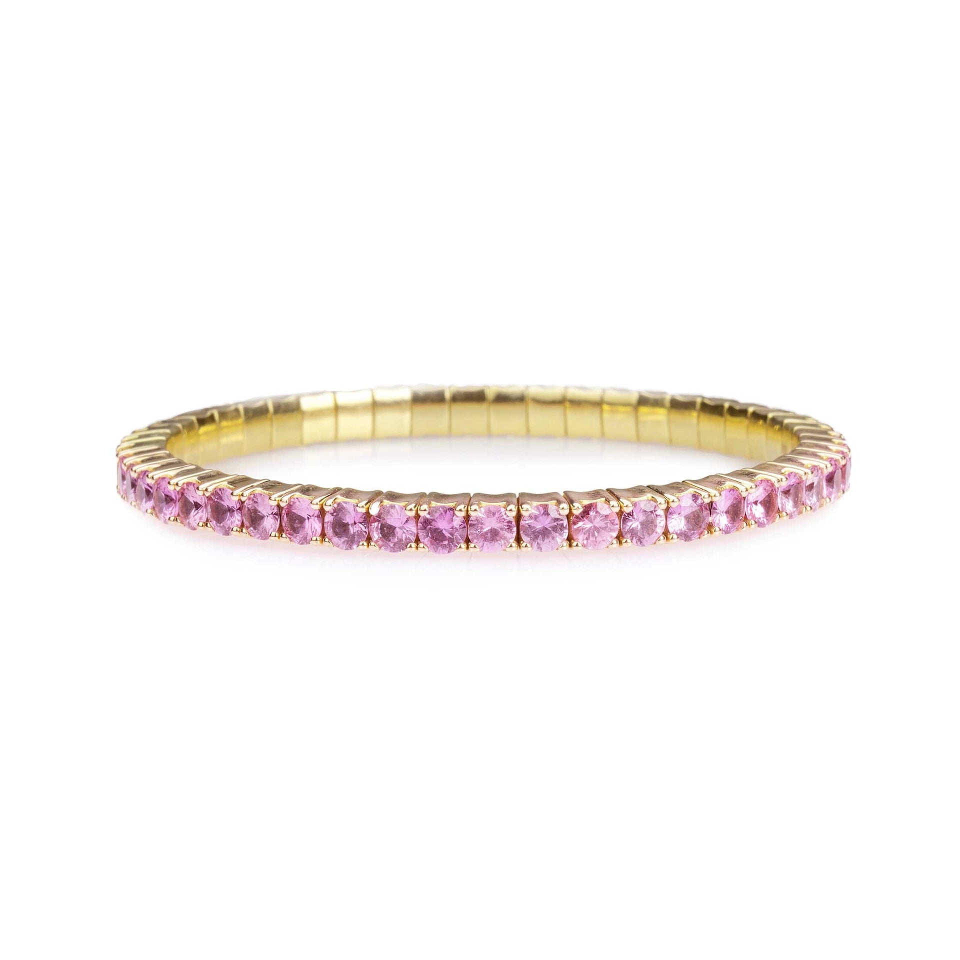 18K Gold Stretch Pink Sapphire Tennis Bracelet, Carats