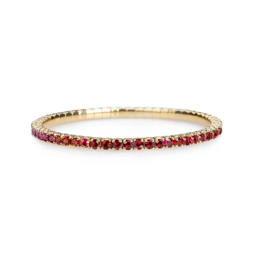 Bracelets XS:  45mm / Yellow Gold / 8.55-10.83 Carats Rubies TW 18K Gold Stretch & Stack Ruby Tennis Bracelet, 8.55-18 Carats