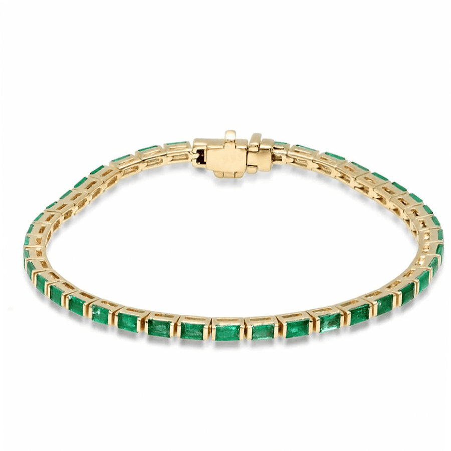 Bracelets Yellow Gold / 14K 14K & 18K Gold Emerald Baguette Tennis Bracelet, East West