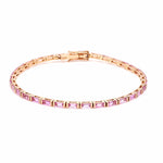 Bracelets Yellow Gold / 14K 14K & 18K Gold Pink Sapphire Baguette Tennis Anklet, East West