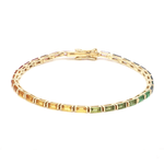 Bracelets Yellow Gold / 14K 14K & 18K Gold Rainbow Baguette Tennis anklet, East West