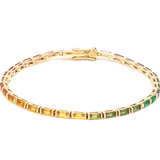 Bracelets Yellow Gold / 14K 14K & 18K Gold Rainbow Baguette Tennis Bracelet, East West