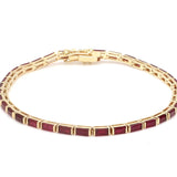 Bracelets Yellow Gold / 14K 14K & 18K Gold Ruby Baguette Tennis Anklet, East West
