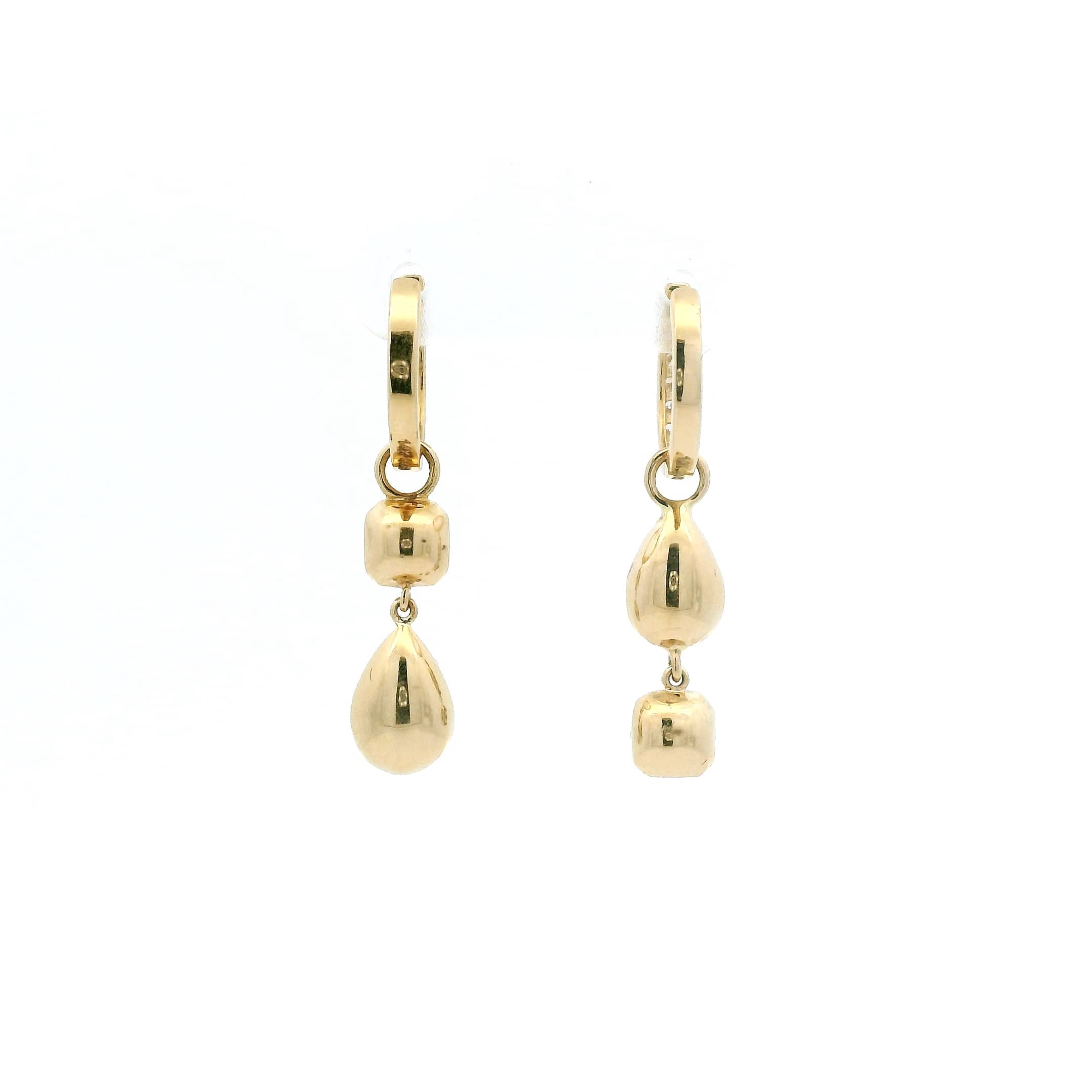 Charms & Pendants 14K Bezel Set Cushion and Pear Diamond Georgian Drop Earrings