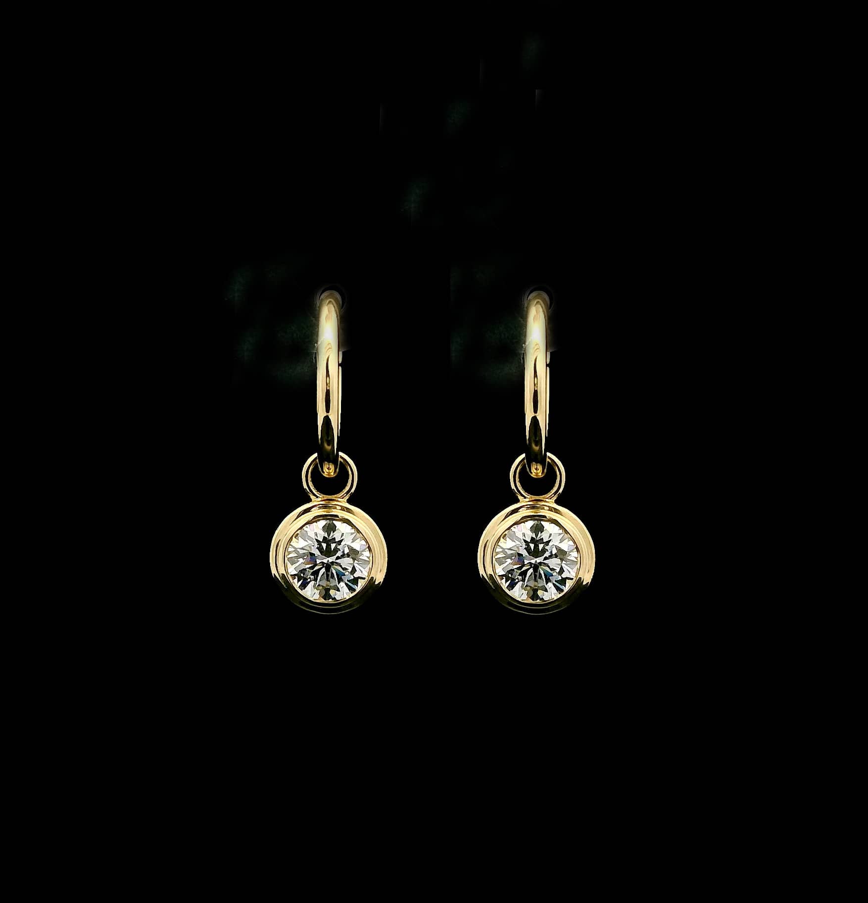 Charms & Pendants 14K Bezel Set Round Diamond Drop Earrings