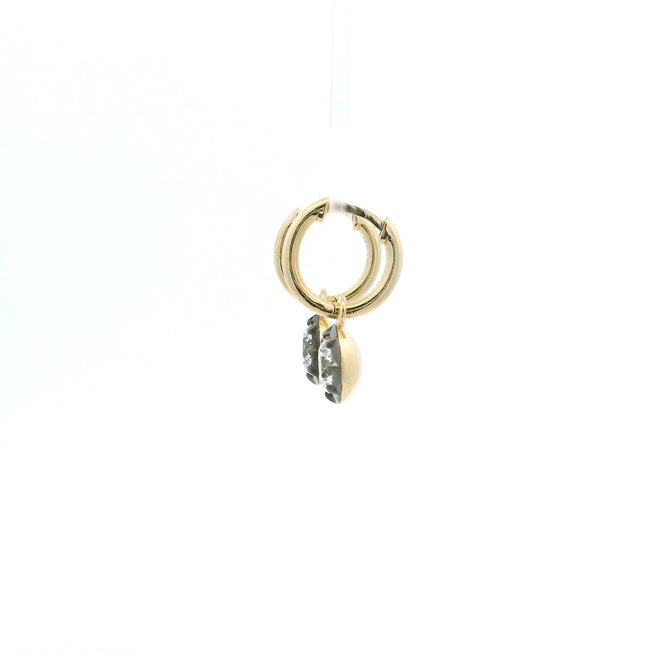 Charms & Pendants 14K Bezel Set Round Diamond Georgian Drop Earrings