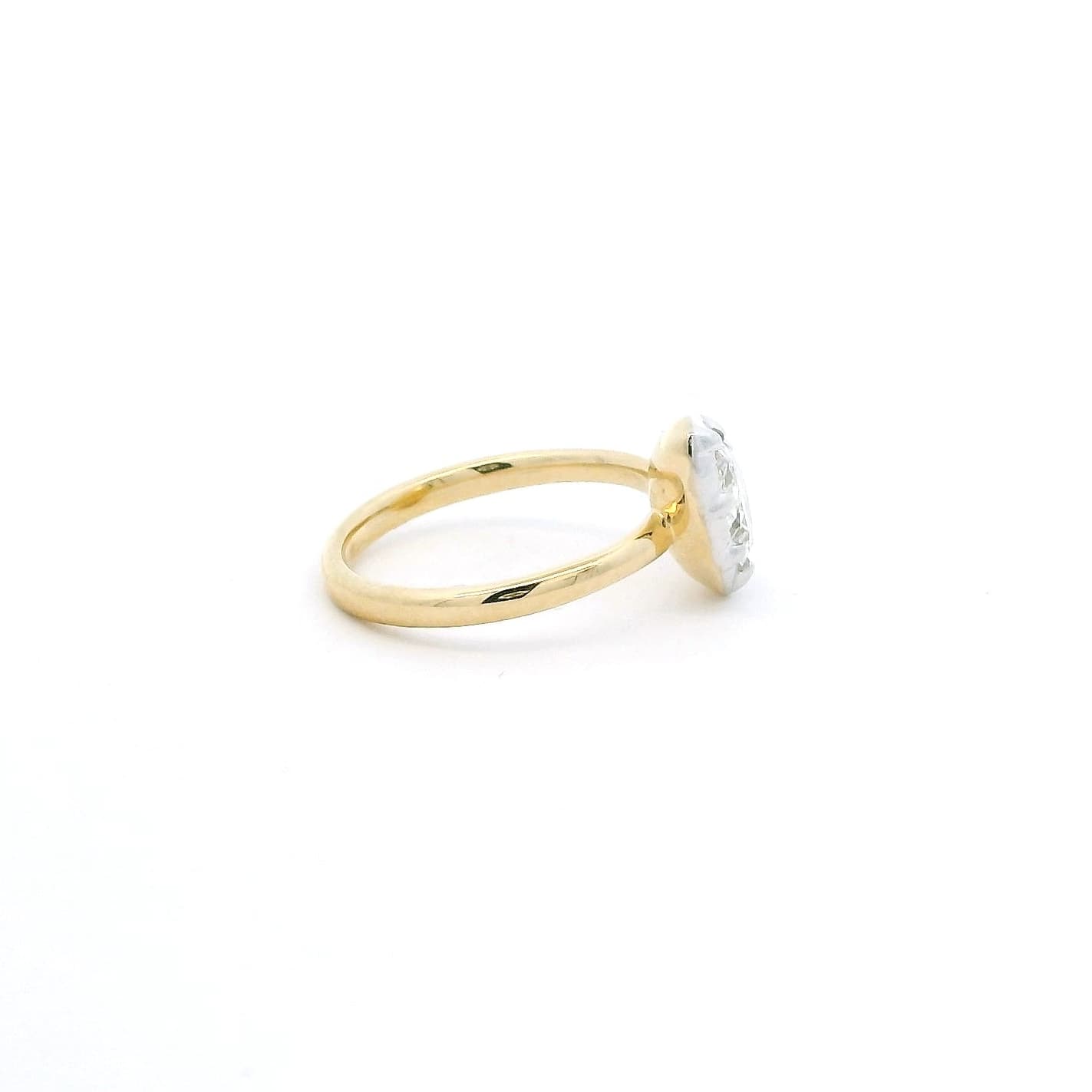 Charms & Pendants 14K Bezel Set Round Diamond Georgian Pear Ring