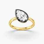 Charms & Pendants 14K Bezel Set Round Diamond Georgian Pear Ring, Black Gold, Lab Grown