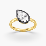 Charms & Pendants 14K Bezel Set Round Diamond Georgian Pear Ring, Black Gold, Lab Grown