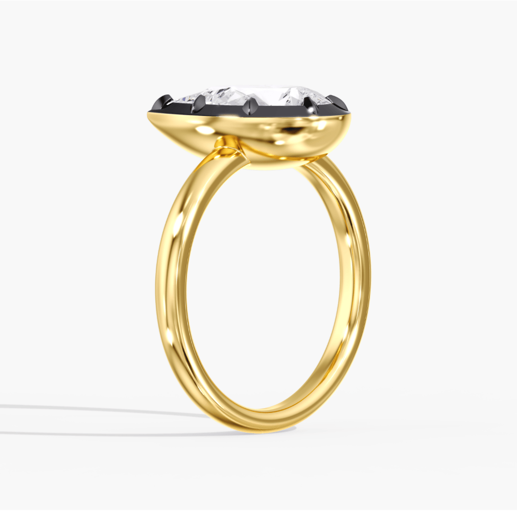 Charms & Pendants 14K Bezel Set Round Diamond Georgian Pear Ring, Black Gold, Lab Grown