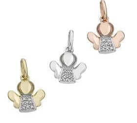 Charms & Pendants 14K Gold Angel with Micro-Pave Diamonds