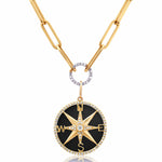 Charms & Pendants 14K Gold Black Onyx and Pave Diamond Compass Charm, Full Diamonds