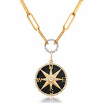 Charms & Pendants 14K Gold Black Onyx and Pave Diamond Compass Charm. Large