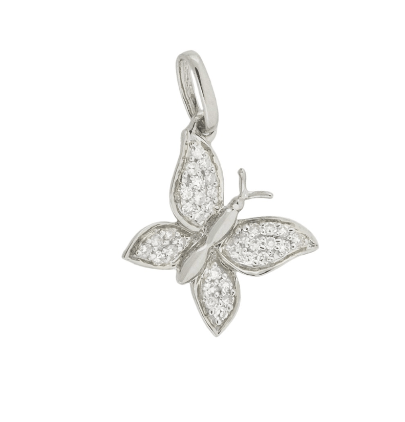 Charms & Pendants 14K Gold Butterfly and Diamond Charm, Small And Medium