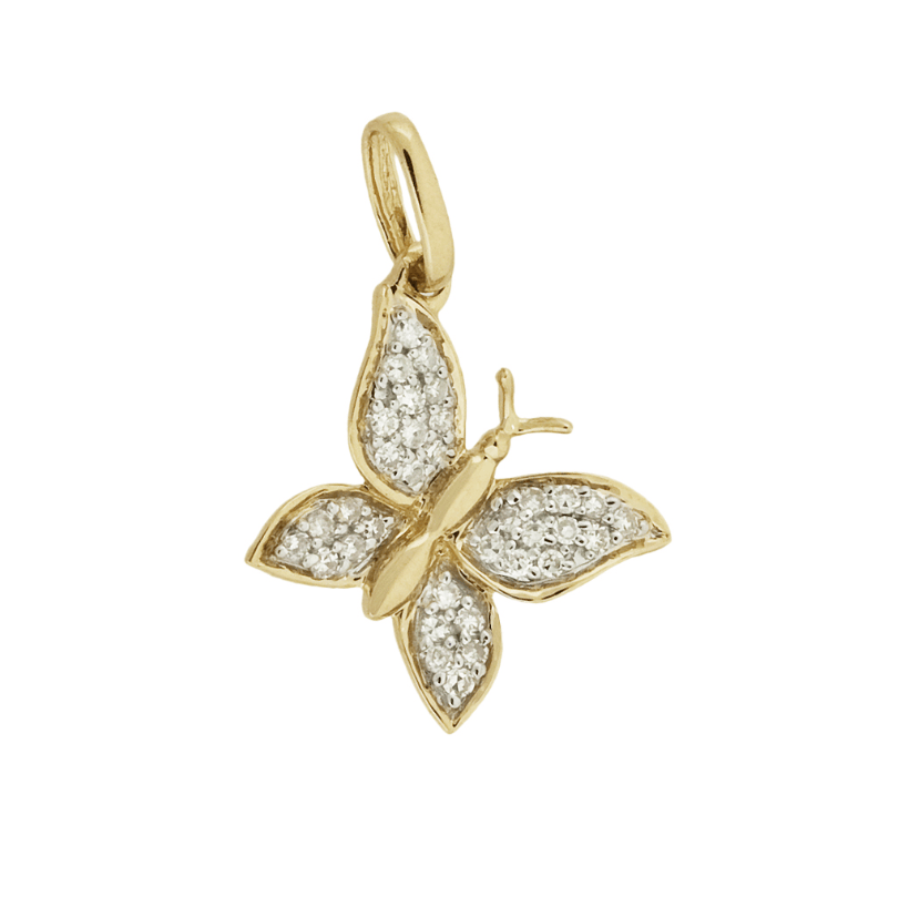 Charms & Pendants 14K Gold Butterfly and Diamond Charm, Small And Medium