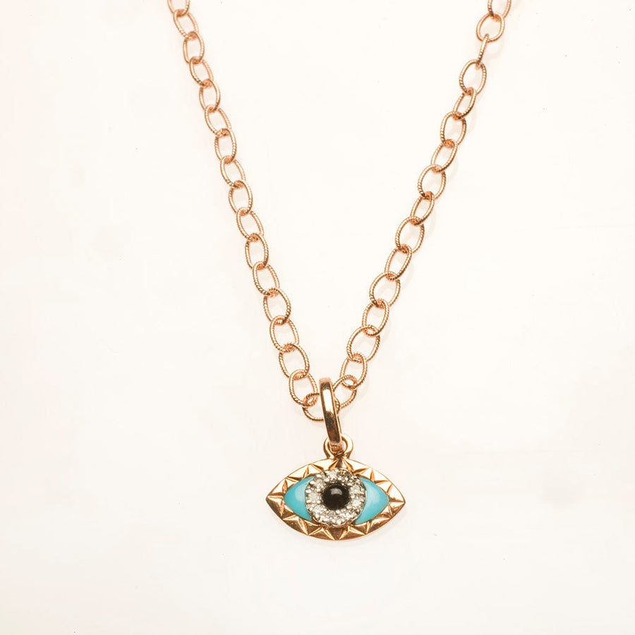 Charms & Pendants 14K Gold Evil Eye with Diamonds and Turquoise