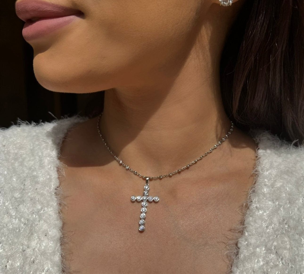 Charms & Pendants 14K Gold Flexible Diamond Cross, Lab Grown