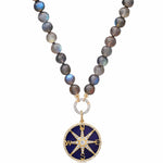 Charms & Pendants 14K Gold Lapis and Pave Diamond Compass Charm, Full Diamonds