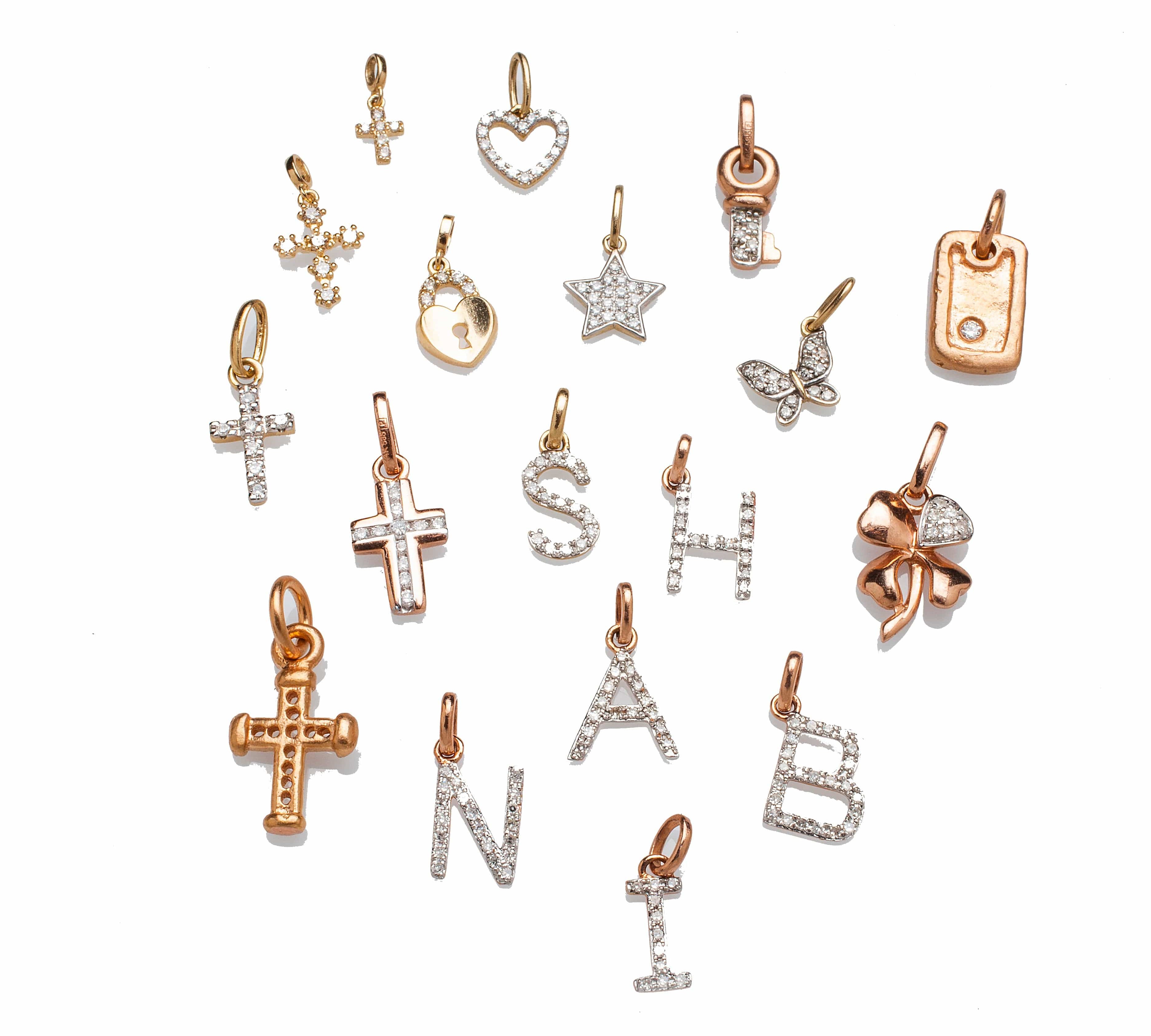 Charms & Pendants 14K Gold Lock with Micro-Pave Diamonds