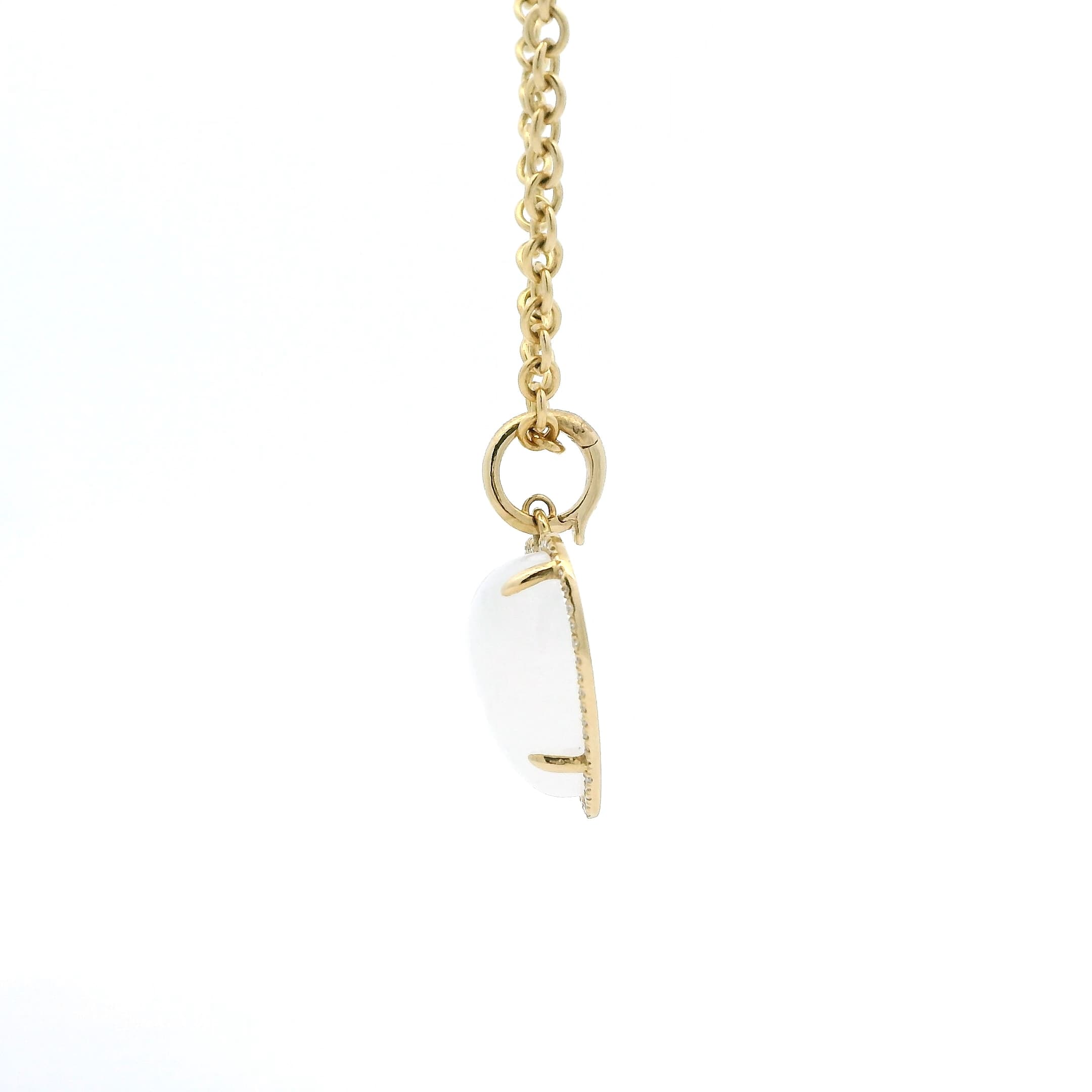Charms & Pendants 14K Gold Moonstone and Micro-Pave Diamond Puffy Heart Charm, Large