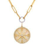 Charms & Pendants 14K Gold Mother of Pearl and Pave Diamond Compass Charm, Large