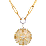 Charms & Pendants 14K Gold Mother of Pearl and Pave Diamond Compass Charm, Large