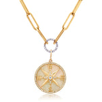 Charms & Pendants 14K Gold Mother of Pearl and Pave Diamond Compass Charm, Medium