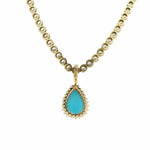 Charms & Pendants 14K Gold Pear Turquoise and Diamond Pendant