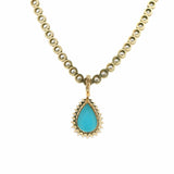 Charms & Pendants 14K Gold Pear Turquoise and Diamond Pendant