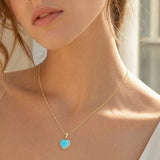 Charms & Pendants 14K Gold Turquoise and Micro-Pave Diamond Puffy Heart Charm, Small