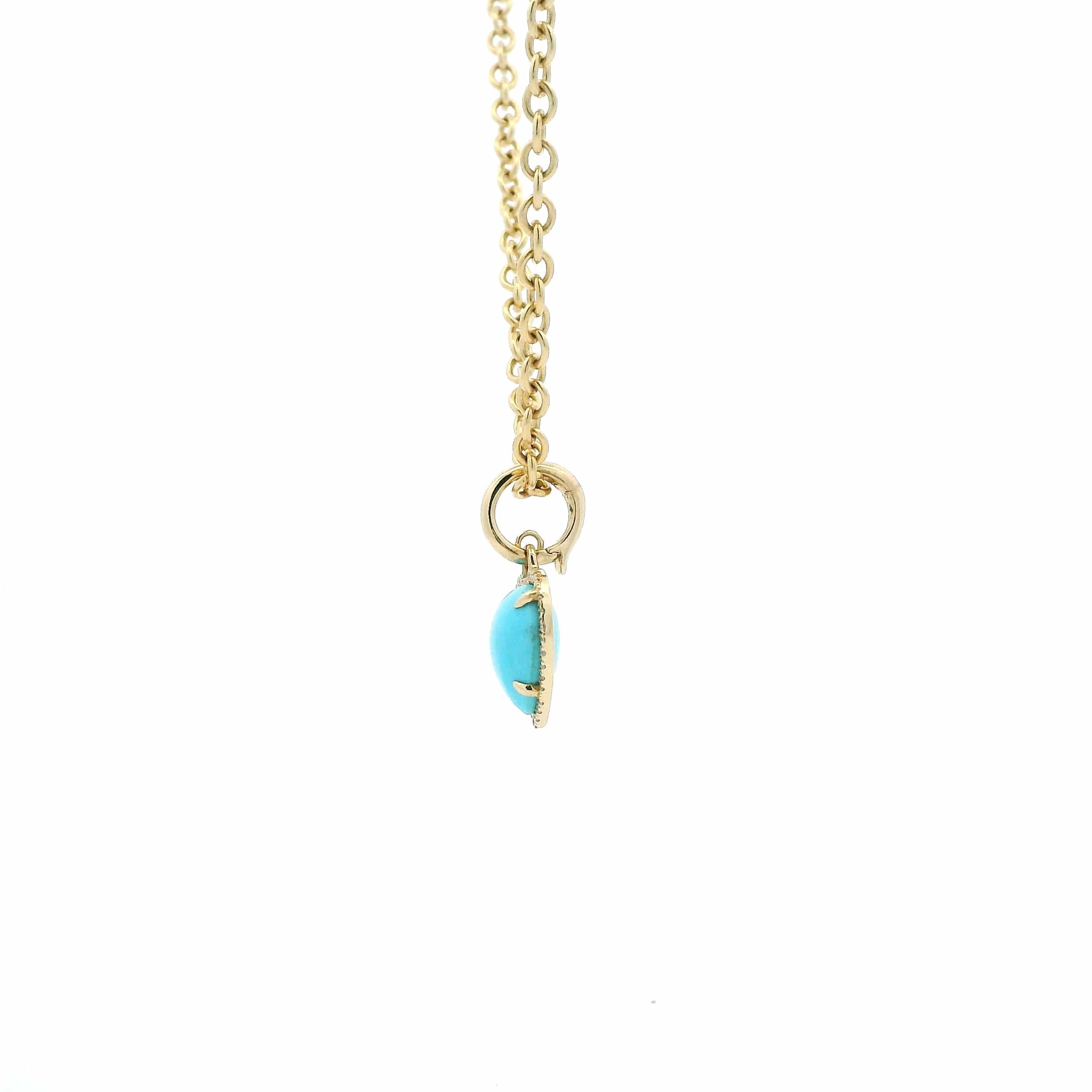 Charms & Pendants 14K Gold Turquoise and Micro-Pave Diamond Puffy Heart Charm, Small