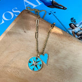 Charms & Pendants 14K Gold Turquoise and Pave Diamond Compass Charm, Large