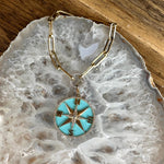 Charms & Pendants 14K Gold Turquoise and Pave Diamond Compass Charm, Large