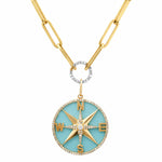 Charms & Pendants 14K Gold Turquoise and Pave Diamond Compass Charm, Large
